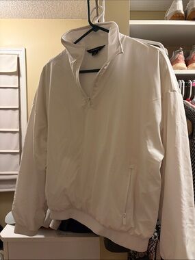 Women’s White Quarter-Zip Windbreaker Jacket